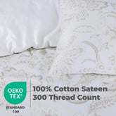 100% Cotton Sateen Printed Duvet Cover Set - 300 Thread Count Luxury Bedding - Ultra Soft & Breathable - 16873